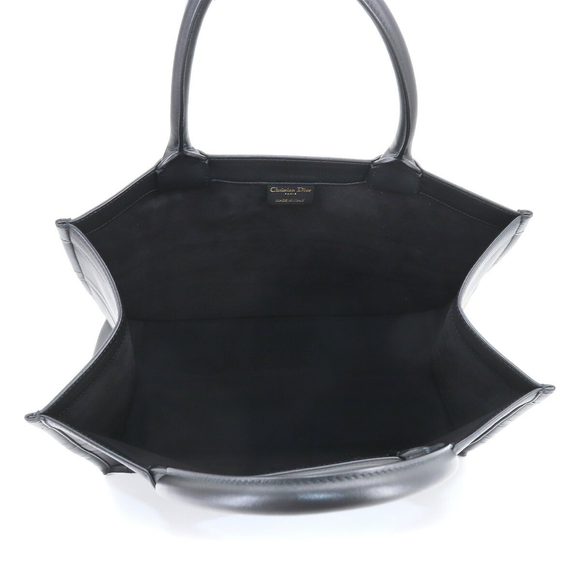 CHRISTIAN DIOR Book Tote Bag Medium Leather Black M1296ZGSB