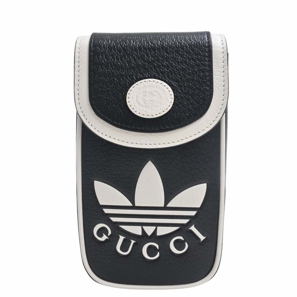 GUCCI Adidas collaboration leather shoulder bag 721794 black ladies