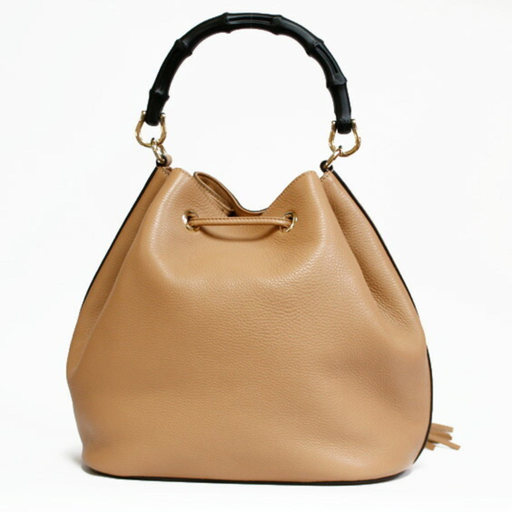 Gucci Shoulder Bag Bamboo Handbag Beige Women's Leather