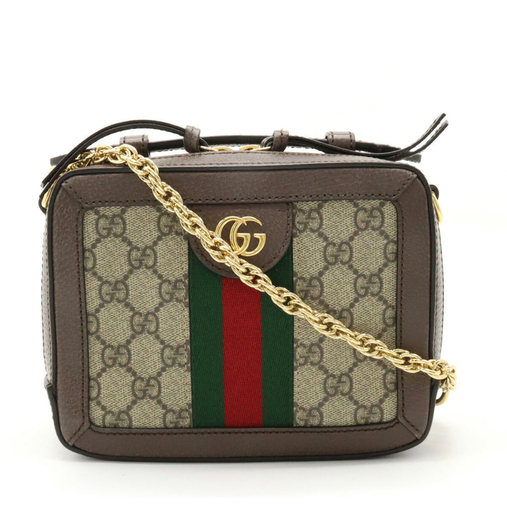GUCCI Ophidia GG Supreme Sherry Line Shoulder Bag Handbag PVC Leather Beige Brown 602576