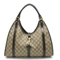 GUCCI Jackie GG Plus Supreme Shoulder Bag PVC Leather Khaki Beige Dark Brown 203494