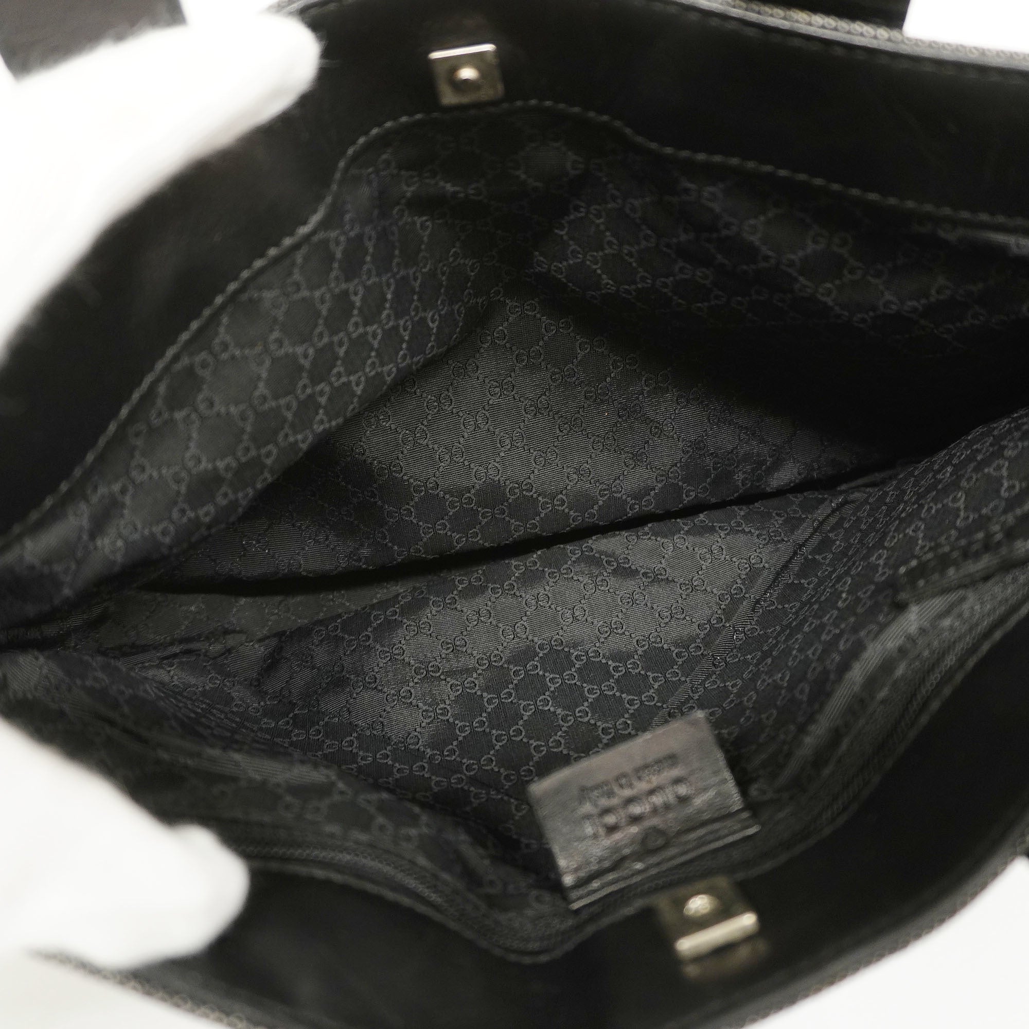 GUCCI  Sherry Line 73984 Women's Denim,Leather Tote Bag Black
