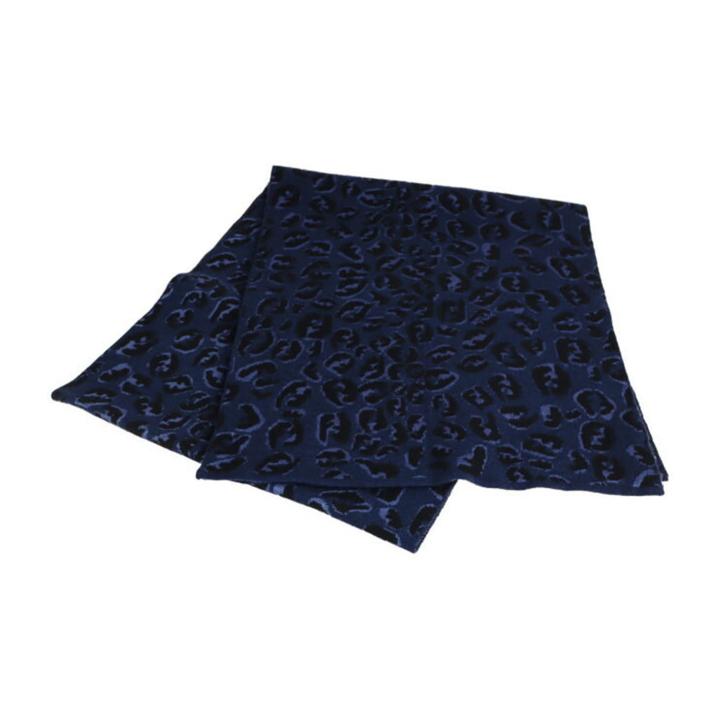 FENDI Zucca pattern muffler FXT151 A208 wool rayon blue navy leopard