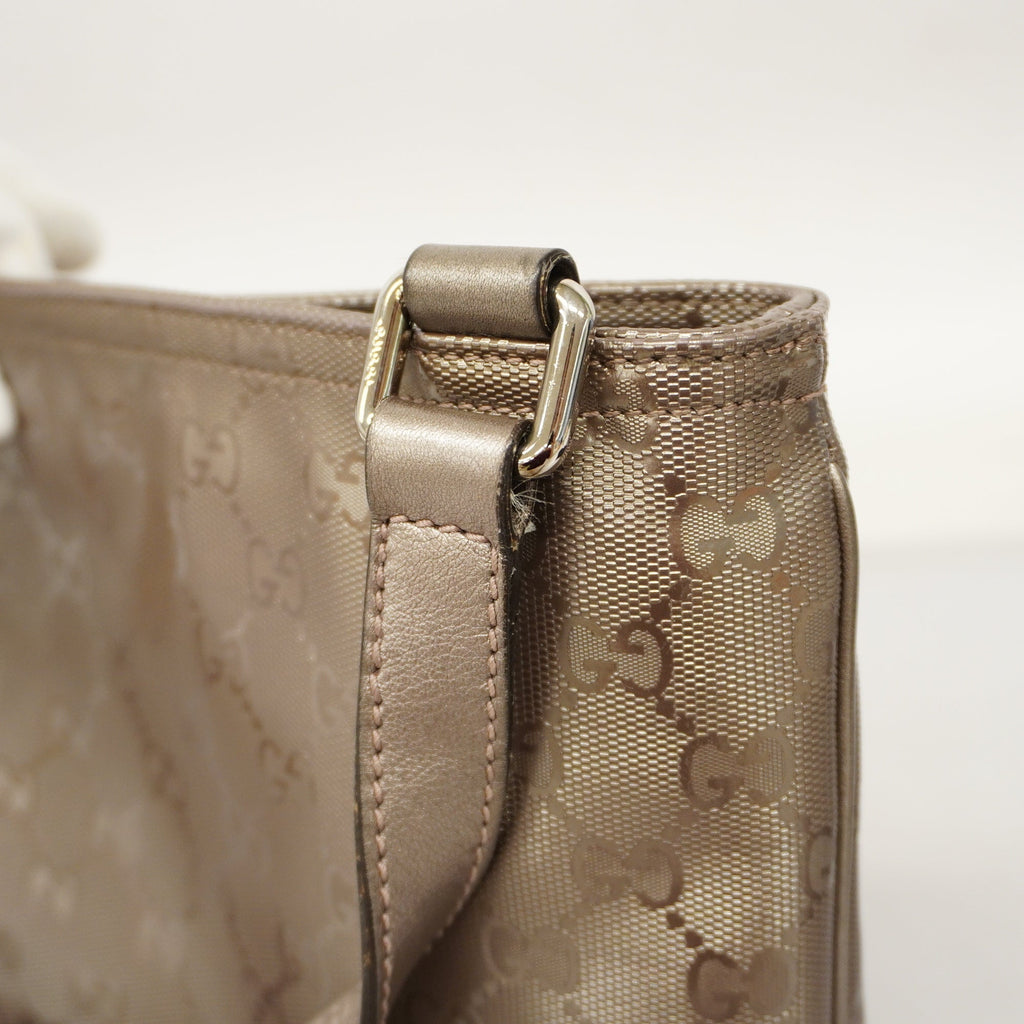 GUCCI  GG Imprime 201538 Women's Leather Shoulder Bag Gray