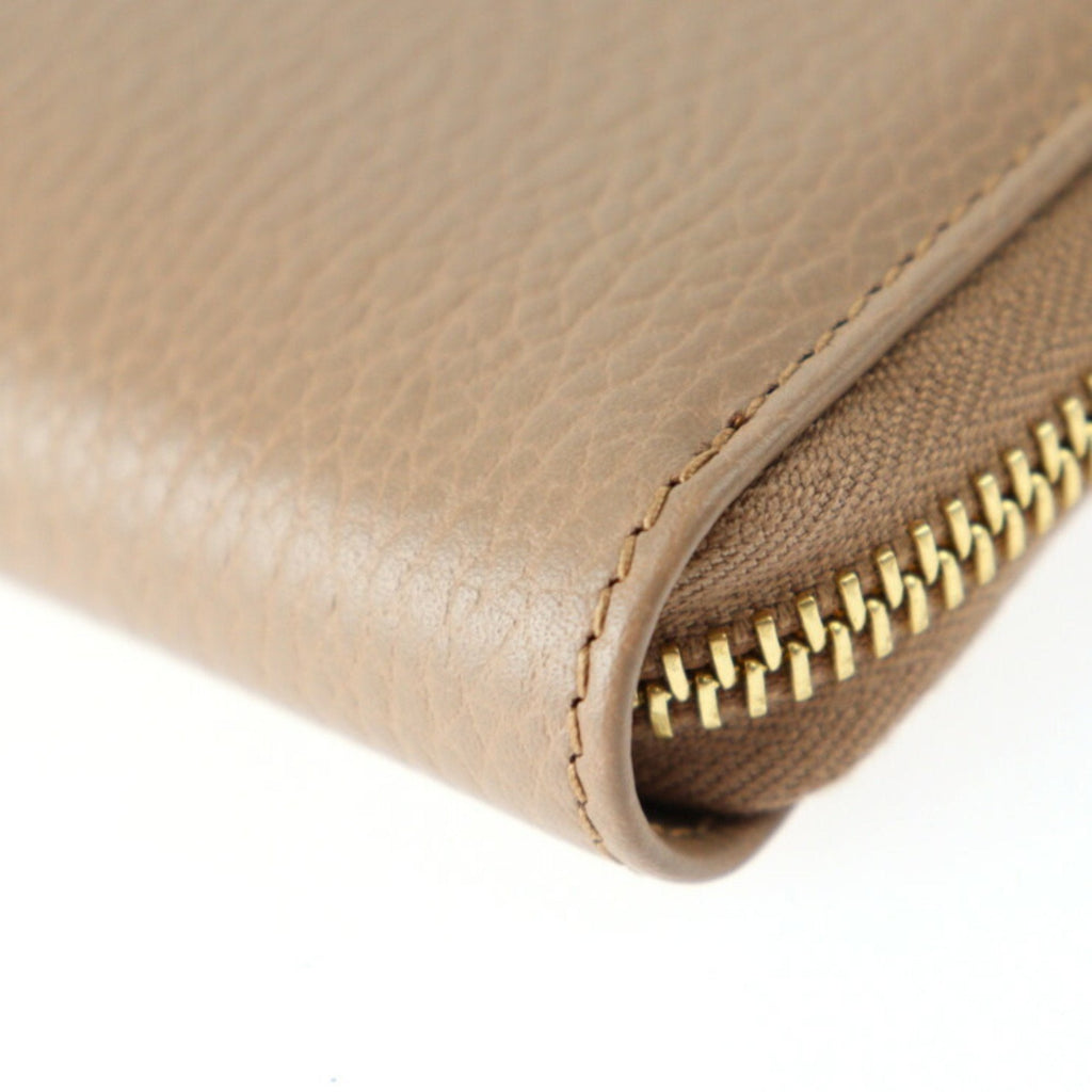 GUCCI GG Marmont Coin Case 644406 Leather Beige Gold Metal Fittings Purse L-shaped Zipper Japan Limited