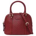 GUCCI Bag Women's Handbag Shoulder 2way Micro GG Shima Leather Red Crossbody