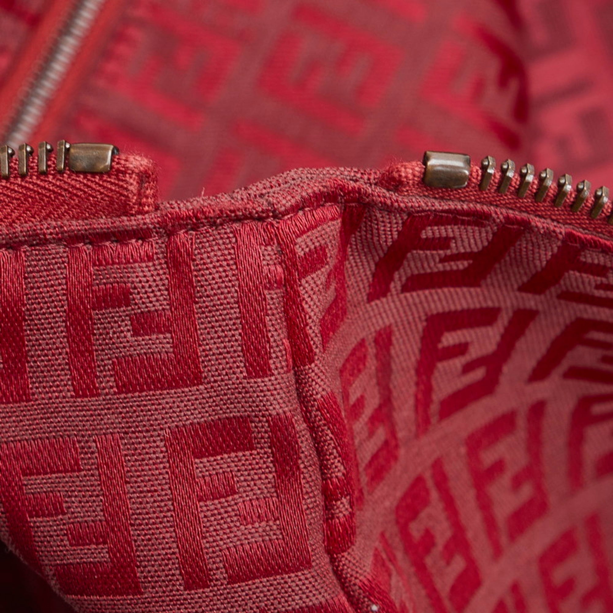FENDI Zucchino handbag tote bag 8BH022 red canvas leather ladies