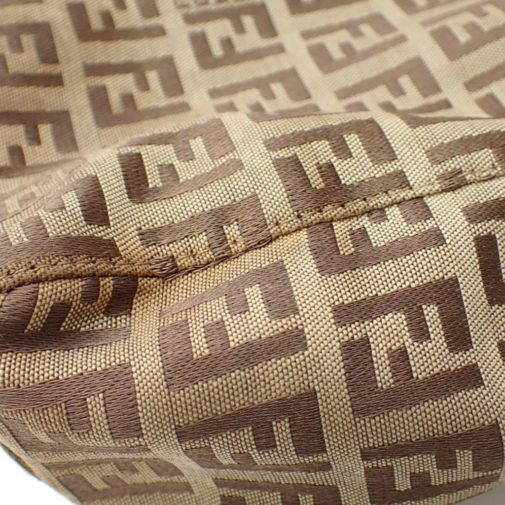 FENDI Handbag Zucchino Women's Brown Canvas Leather 8BH018