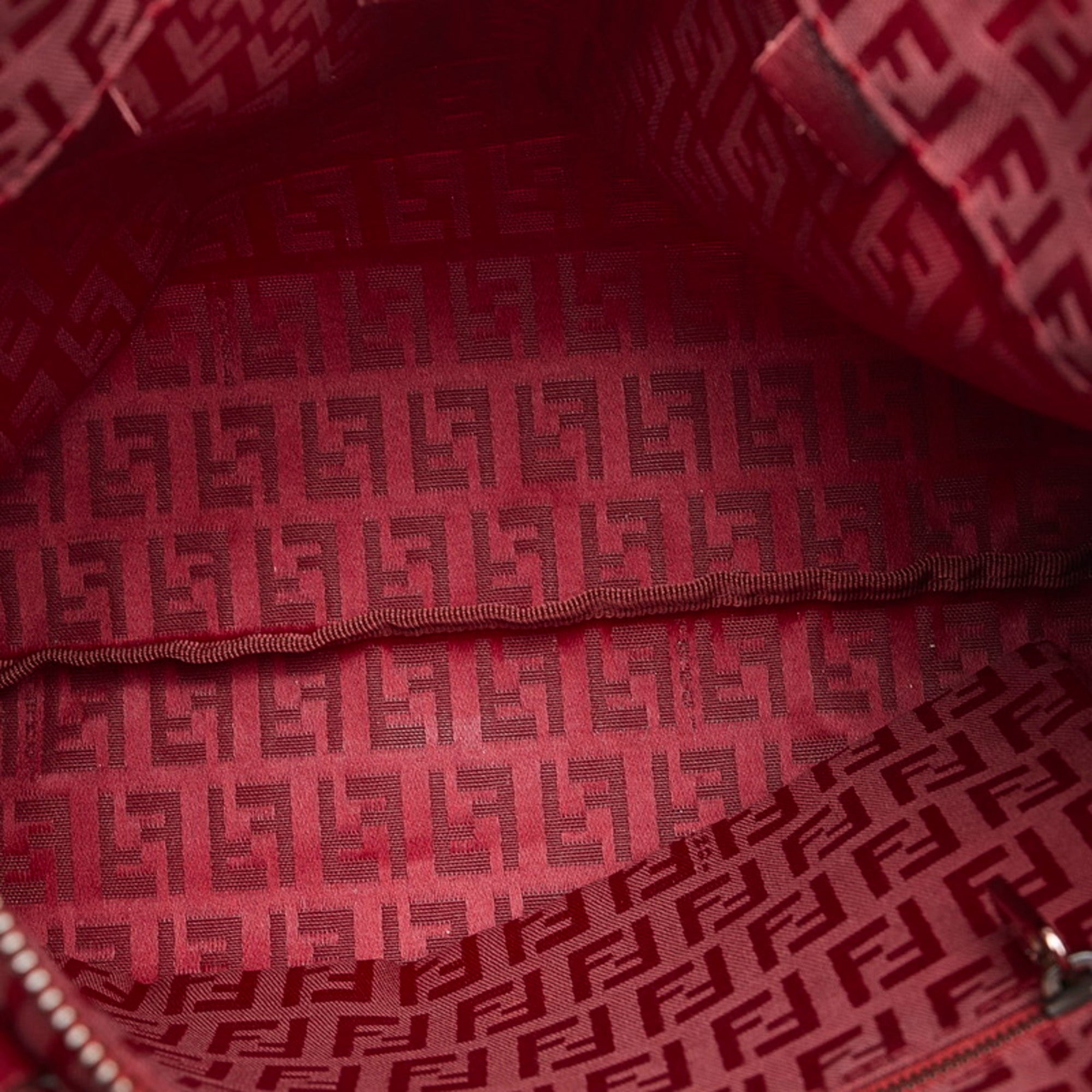 FENDI Zucchino handbag tote bag 8BH022 red canvas leather ladies