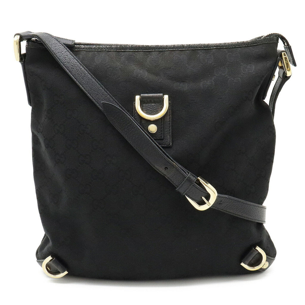 GUCCI GG canvas shoulder bag leather black 131326