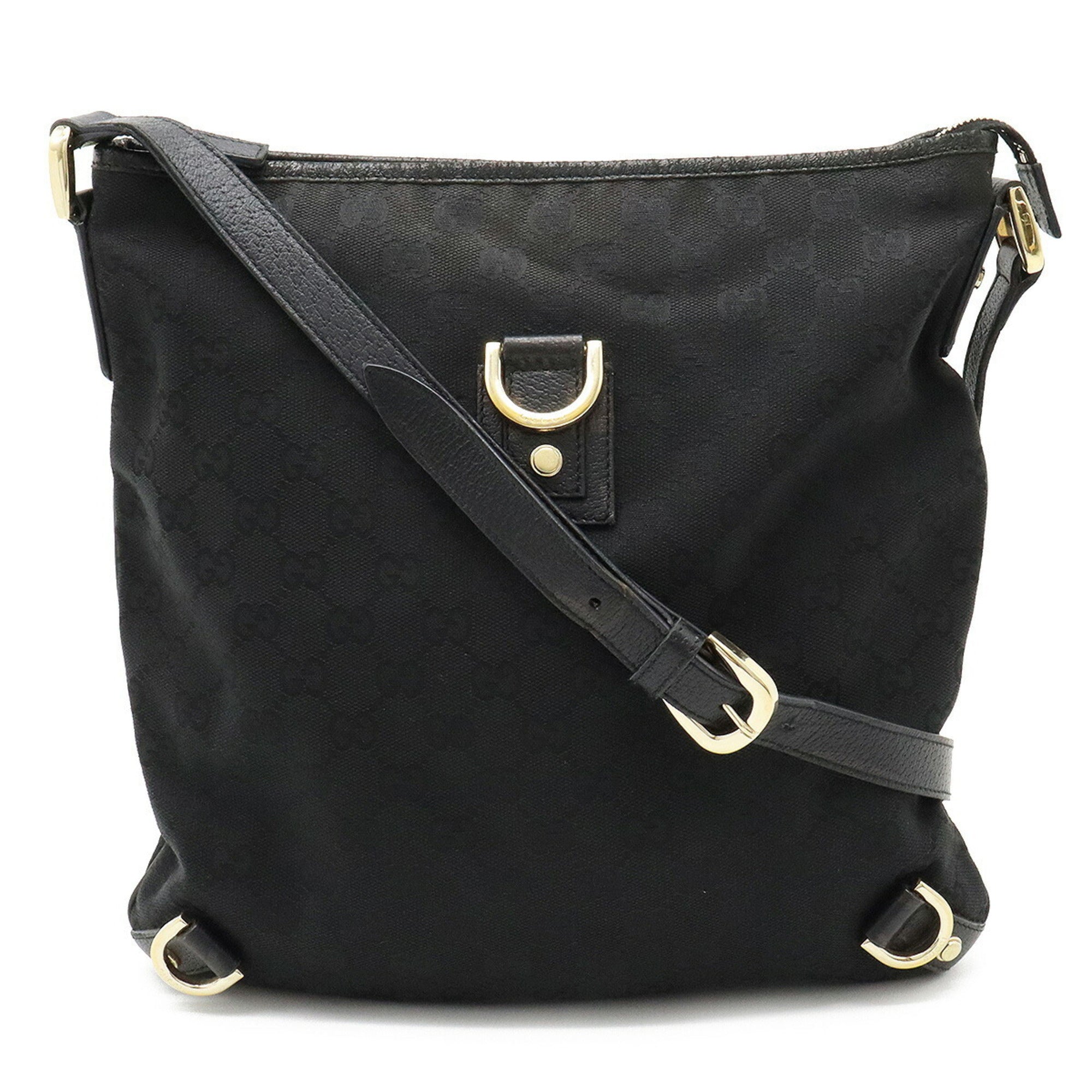 GUCCI GG canvas shoulder bag leather black 131326
