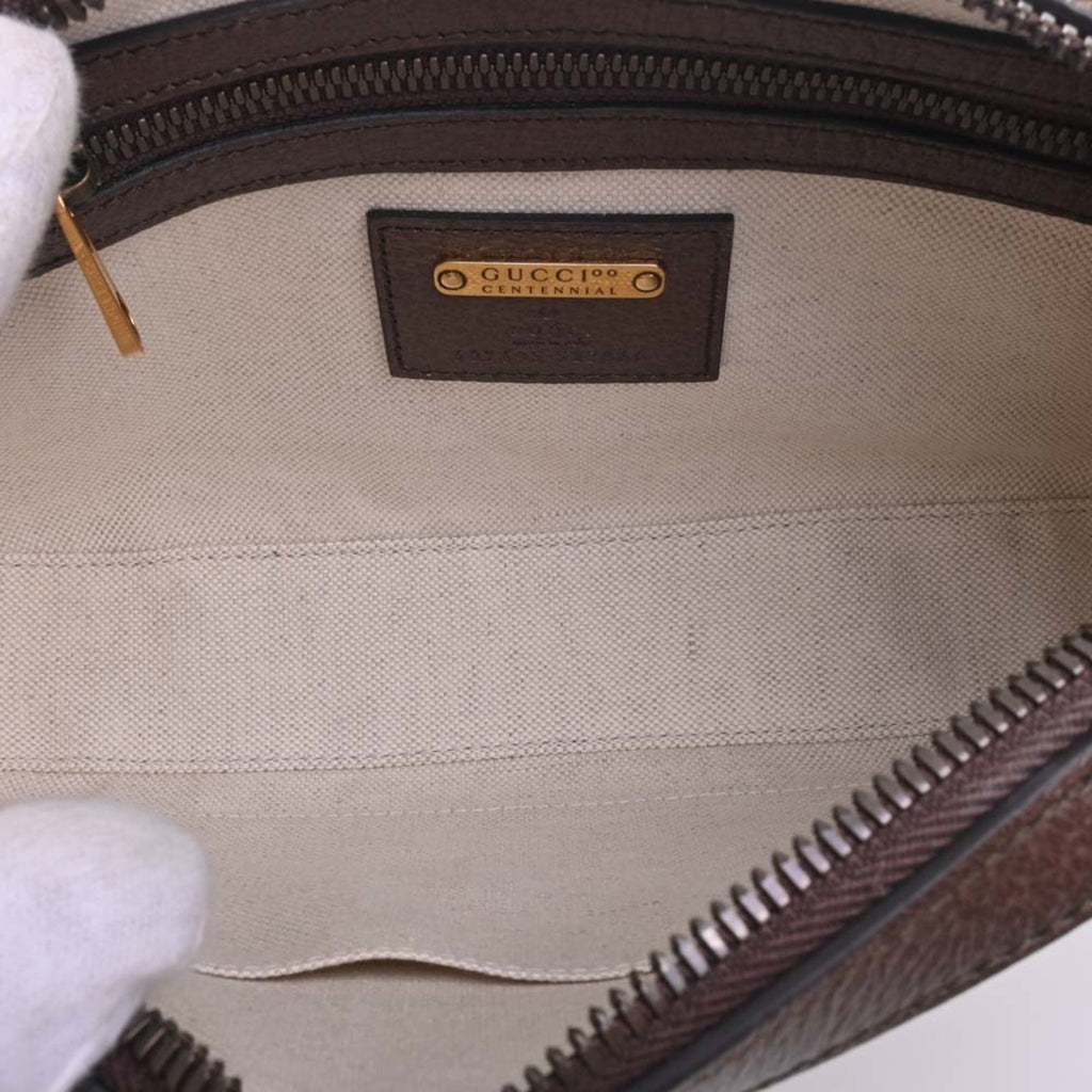 GUCCI Leather Waist Bag Belt 100th Anniversary 602695 Brown Women's