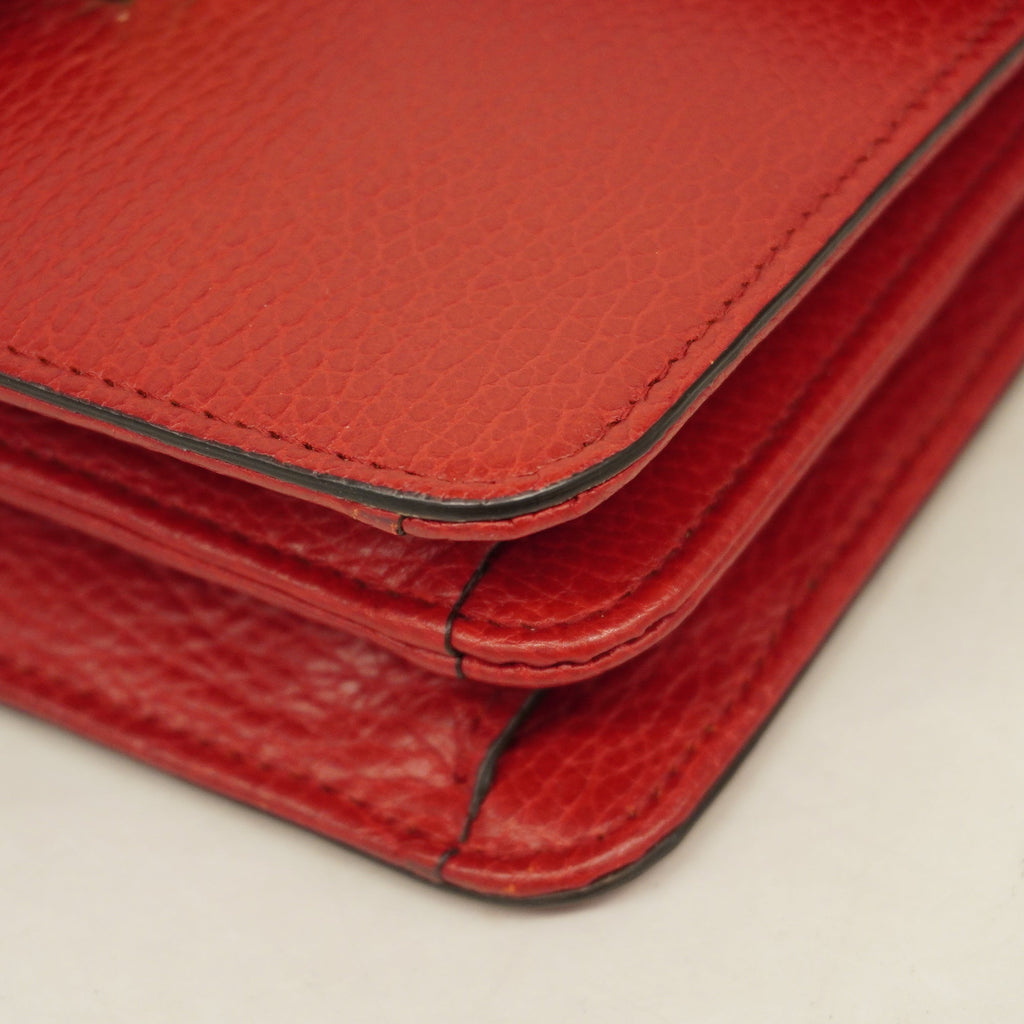 GUCCI  Interlocking G 510304 Women's Leather Shoulder Bag Red Color