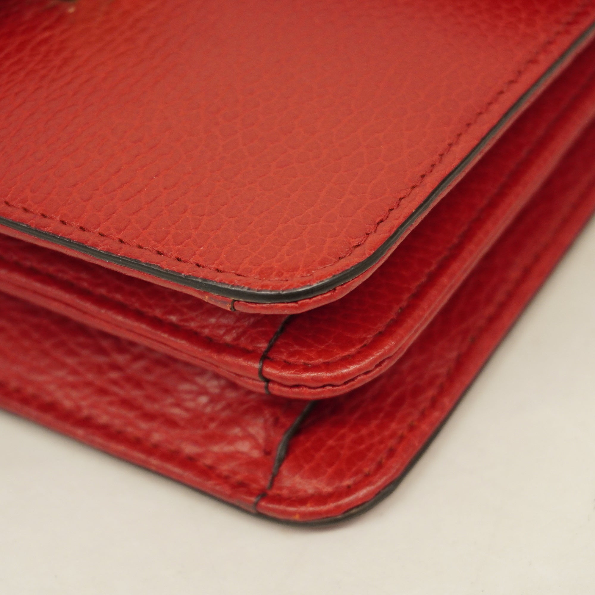 GUCCI  Interlocking G 510304 Women's Leather Shoulder Bag Red Color
