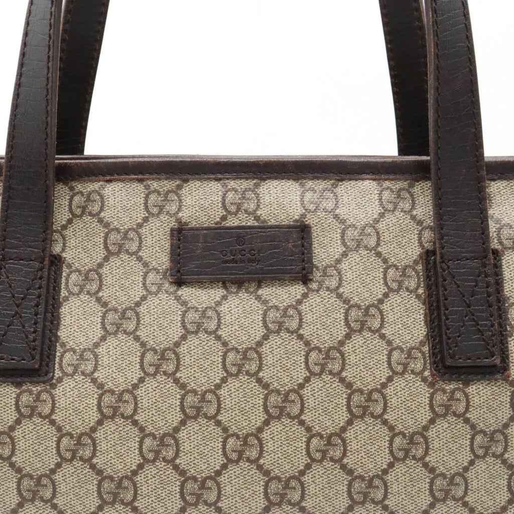 GUCCI GG Supreme Plus Tote Bag Shoulder Beige Dark Brown 181086