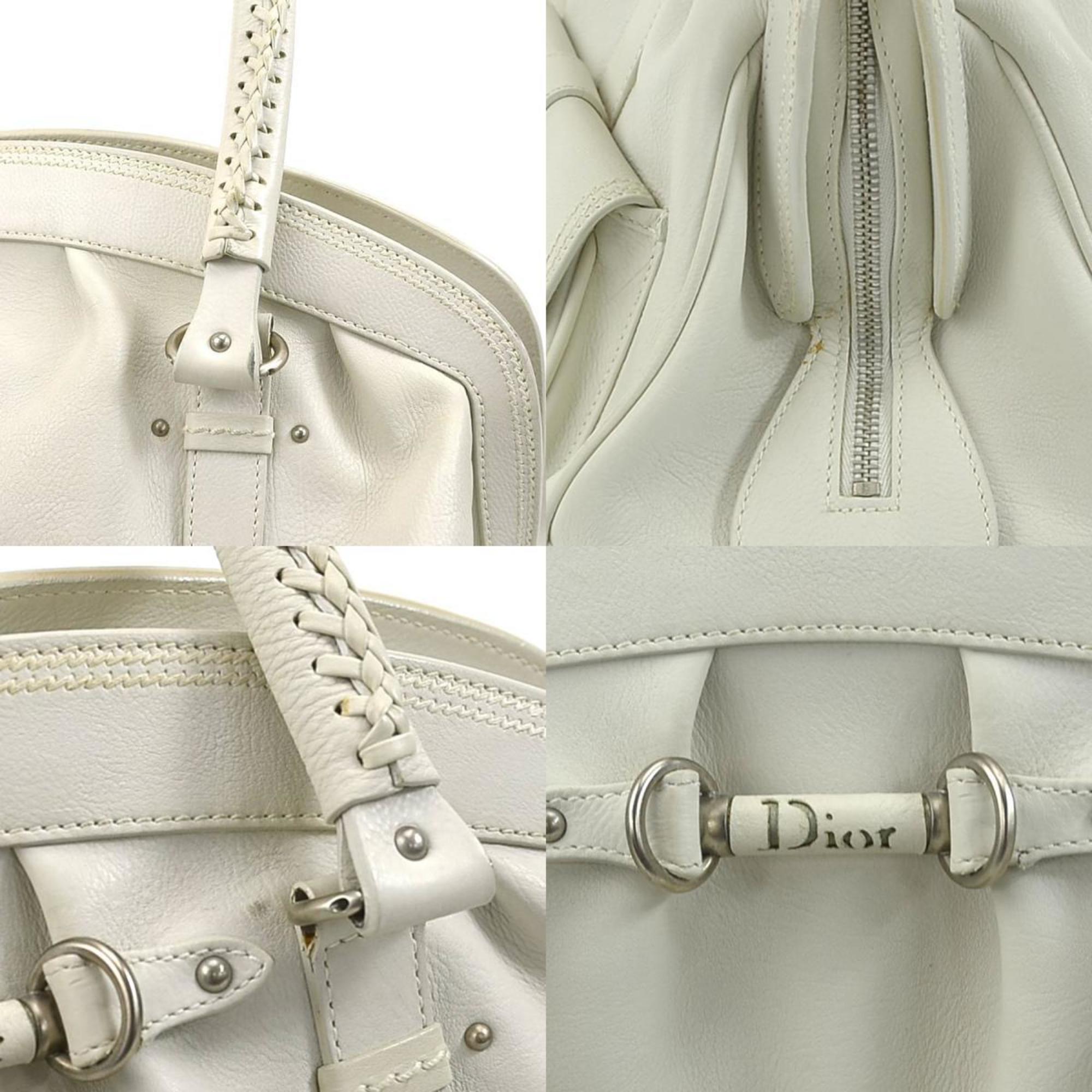 CHRISTIAN DIOR handbag leather ivory ladies