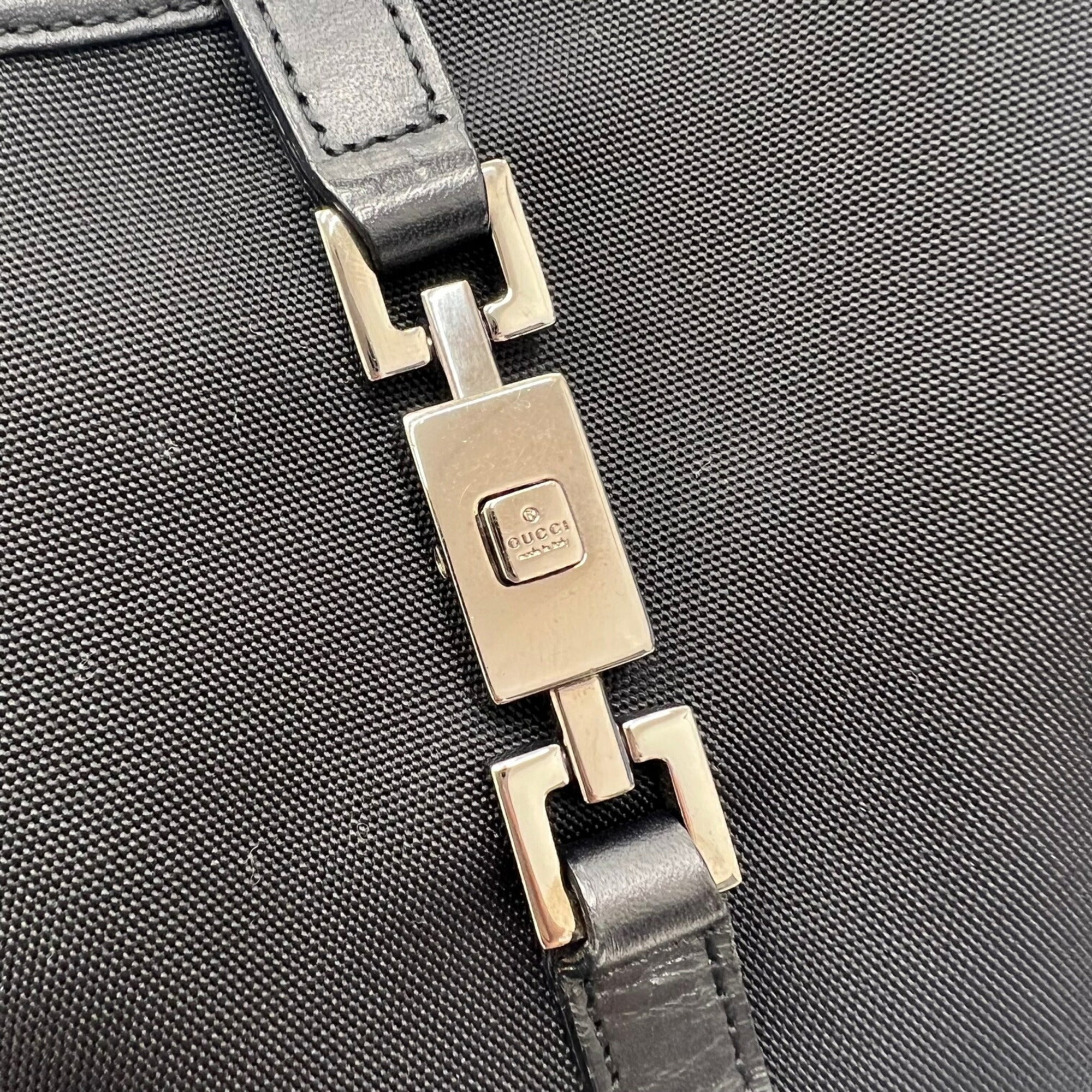 GUCCI Jackie Handbag Canvas Leather Black 002.1068 Ladies