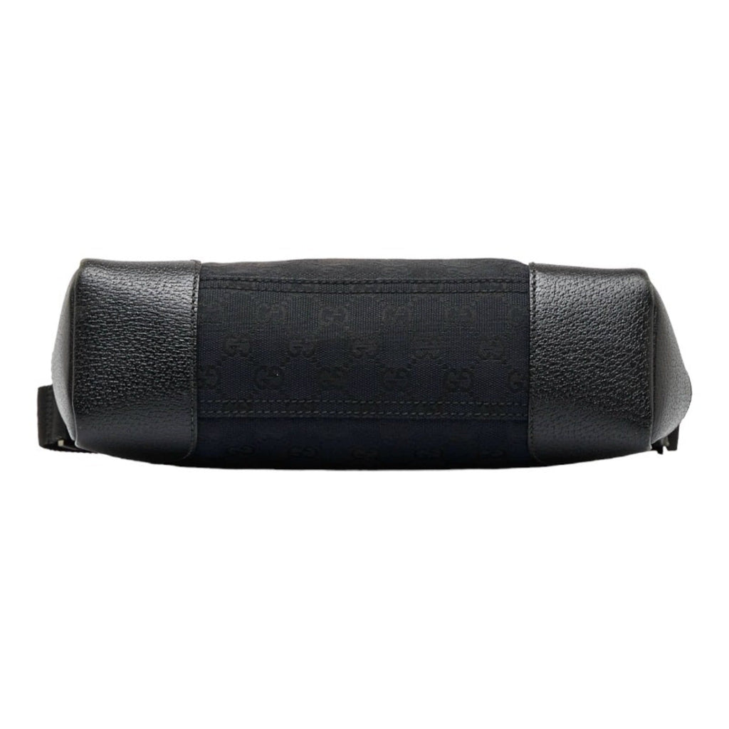 GUCCI GG Canvas Shoulder Bag 114273 Black Leather Women's