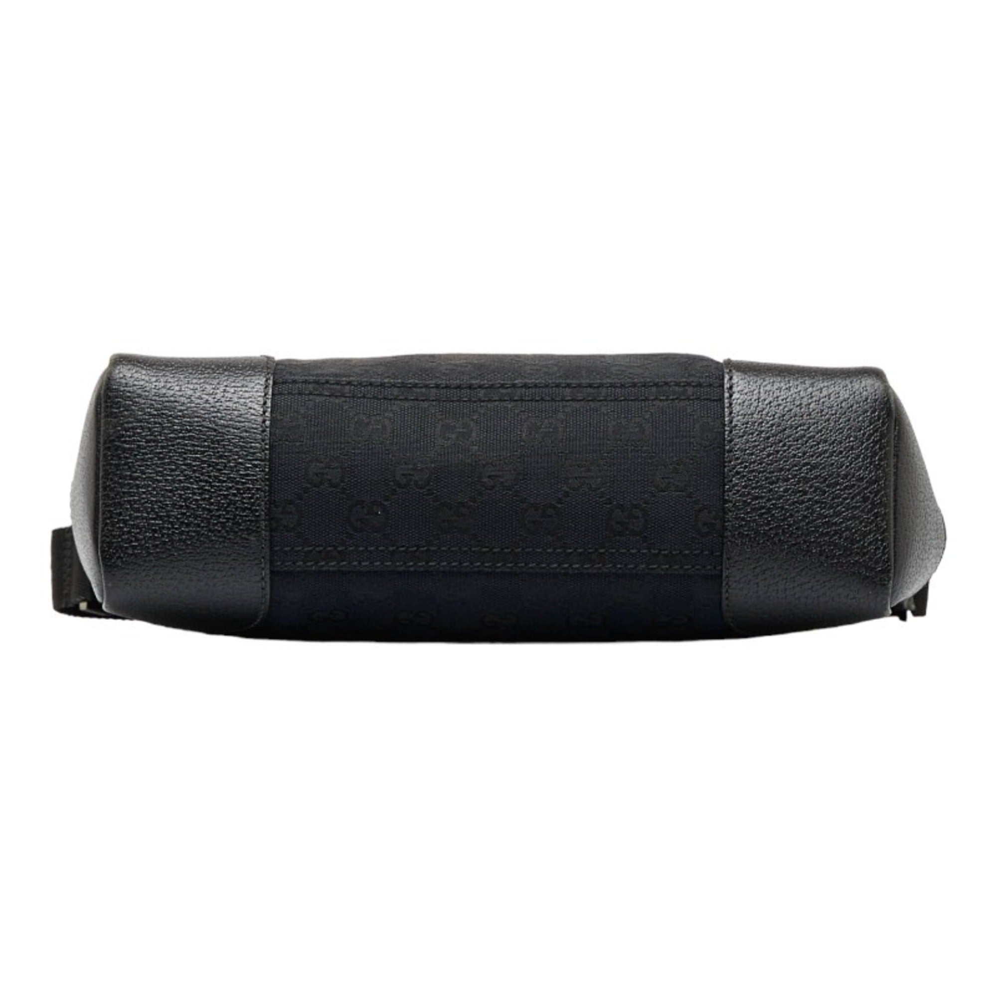 GUCCI GG Canvas Shoulder Bag 114273 Black Leather Women's