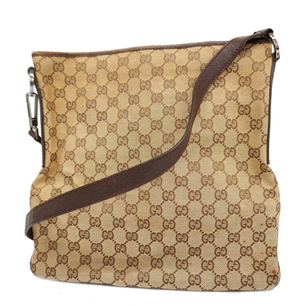 GUCCI  GG Canvas Shoulder Bag 113013 Women's Shoulder Bag Beige,Dark Brown