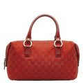 GUCCI GG Canvas Handbag Boston Bag 113009 Red Leather Women's