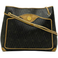 Christian Dior Tote Bag Black Brown Honeycomb Shoulder PVC Leather Ladies