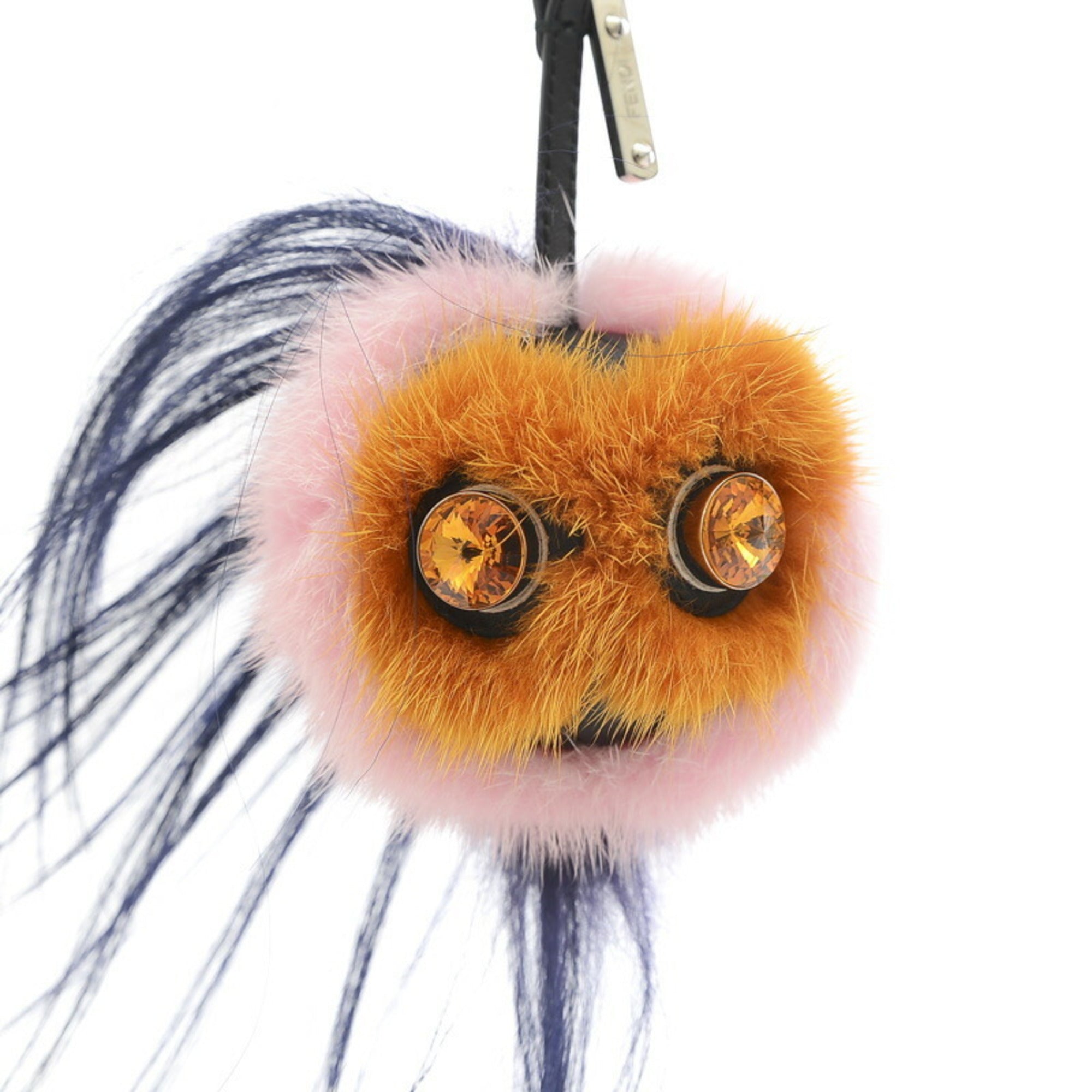 FENDI Monster Bag Bugs Charm Mink Fur Pink 7AR466