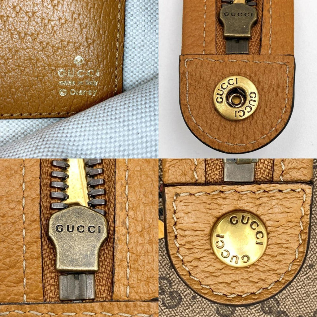 GUCCI Mickey Disney Clutch Bag Second Pouch Micro GG Brown PVC Women's 602552