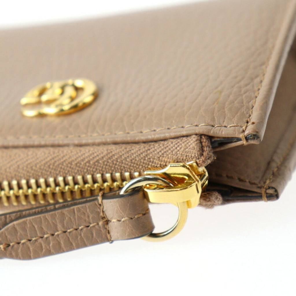 GUCCI GG Marmont Coin Case 644406 Leather Beige Gold Metal Fittings Purse L-shaped Zipper Japan Limited