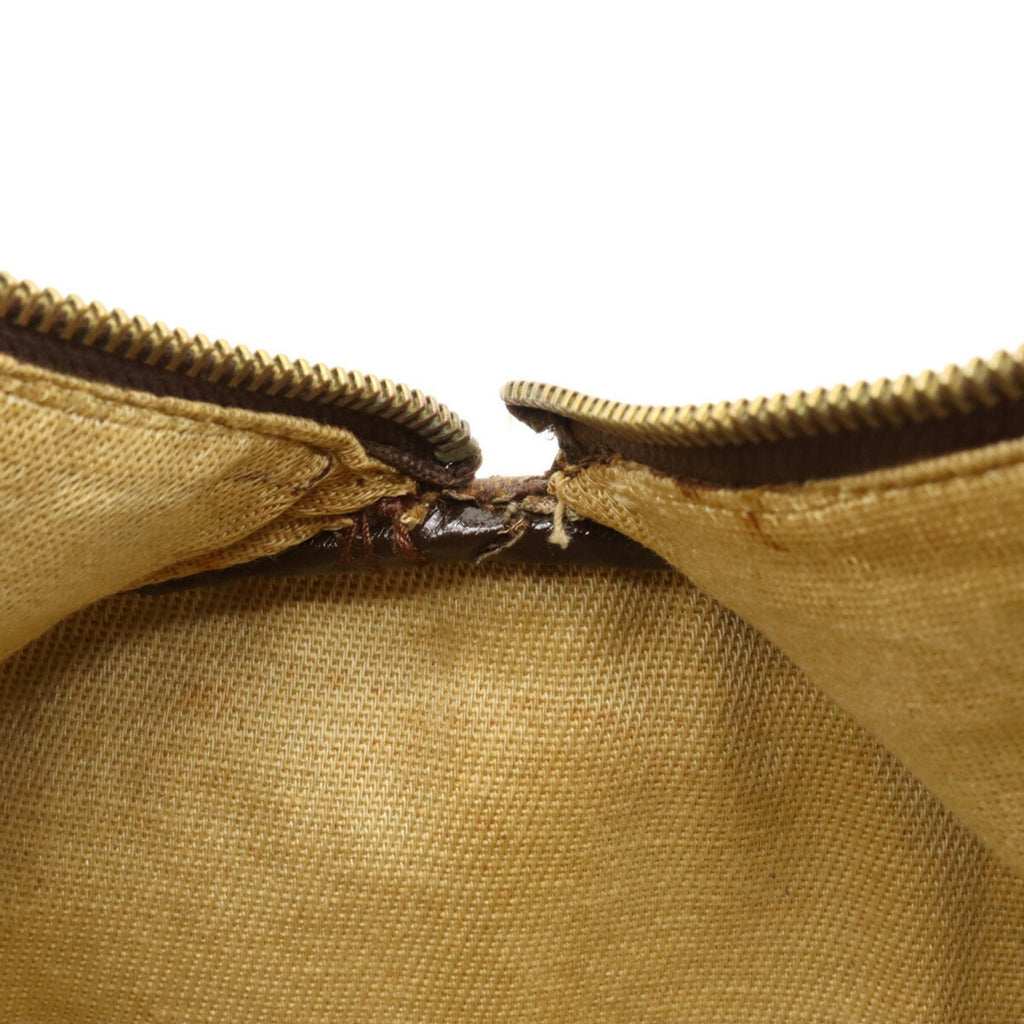 GUCCI Old Sherry Line Handbag Boston Bag Coated Canvas Leather Beige Dark Brown