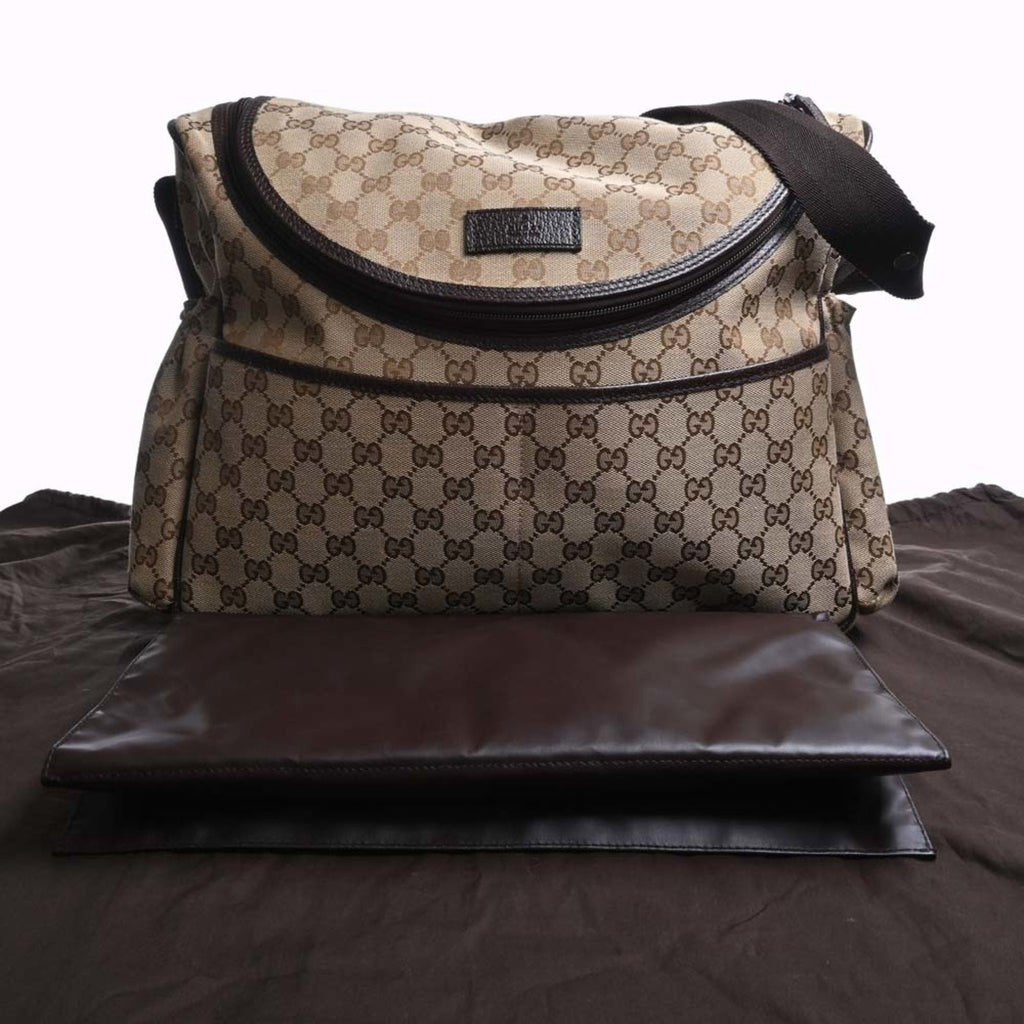 GUCCI GG Canvas Mother's Bag Shoulder 123326 Beige Women's