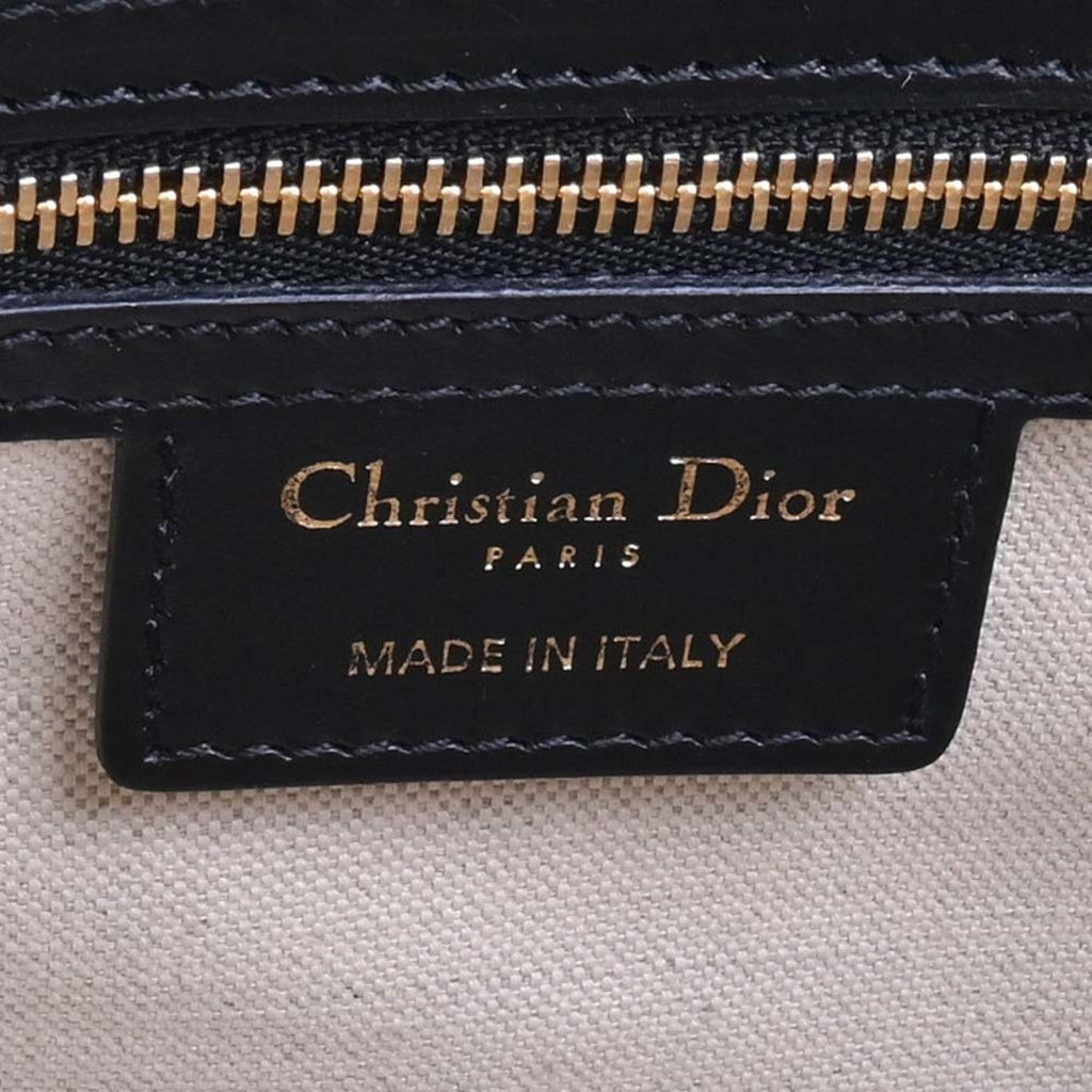 CHRISTIAN DIOR DIOR VIBE macro cannage leather medium bag handbag black white ladies