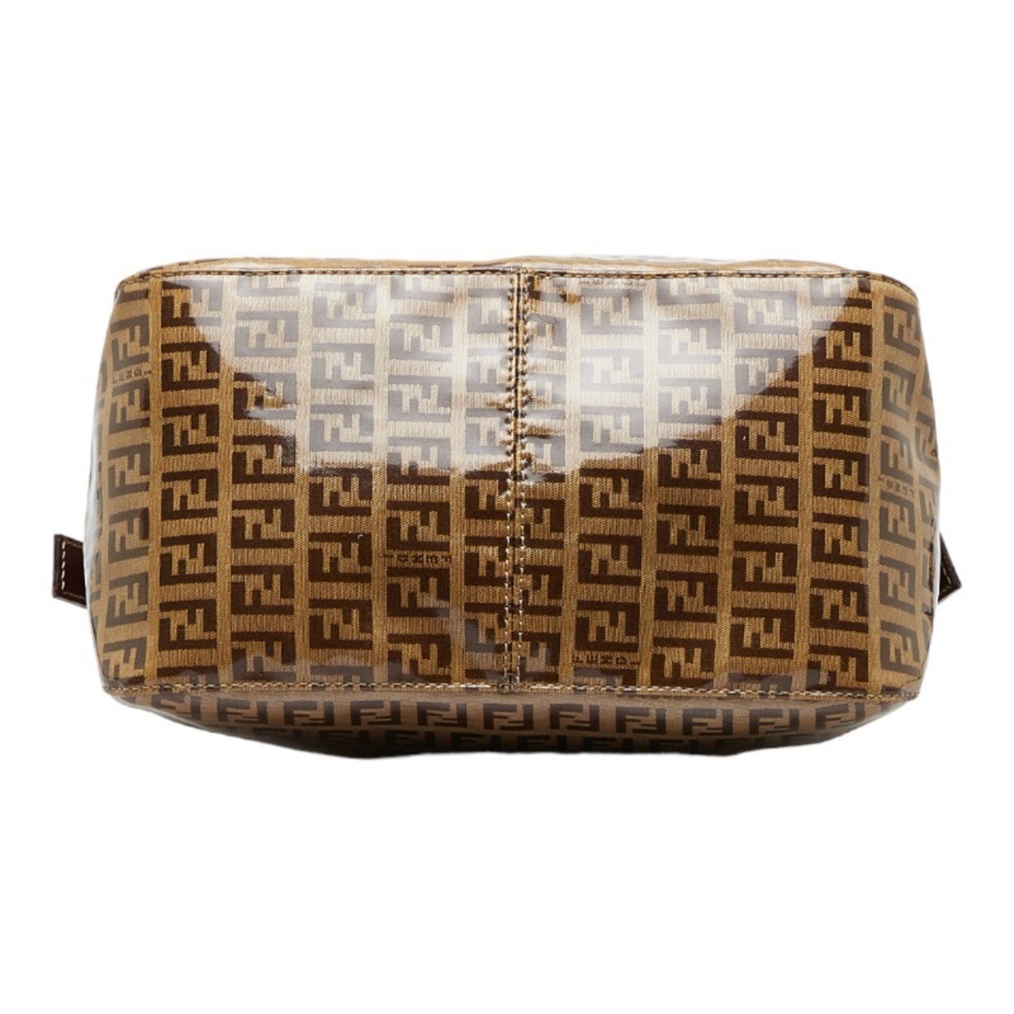 FENDI Zucchino Mamma Bucket Handbag One Shoulder Bag 26426 Brown PVC Women's