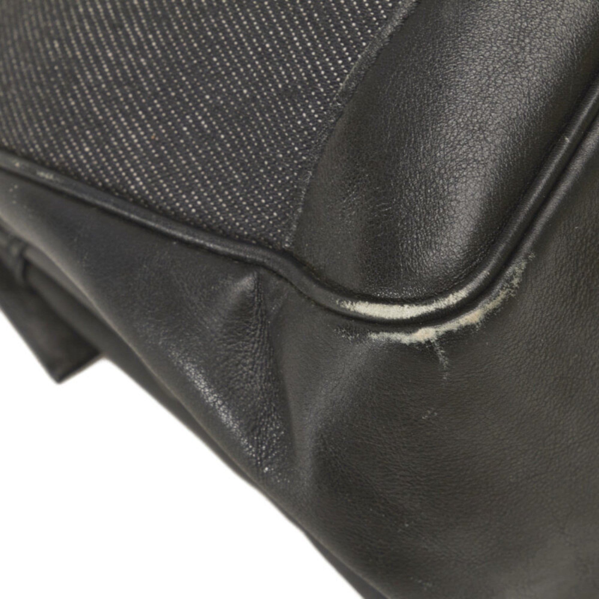 GUCCI Charm Handbag 92726 Black Canvas Leather Women's