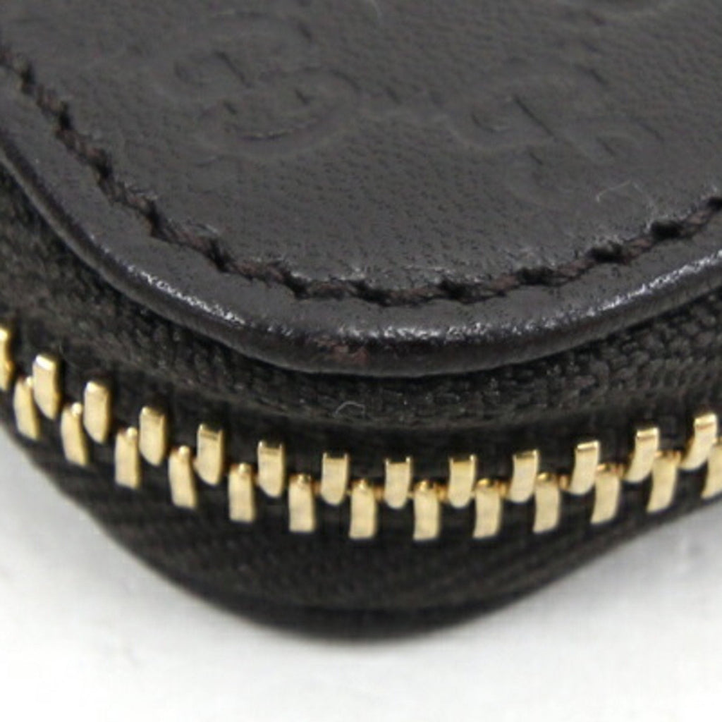 GUCCI Coin Case Micro sima 449896 Brown Leather Purse Holder Wallet Men Women