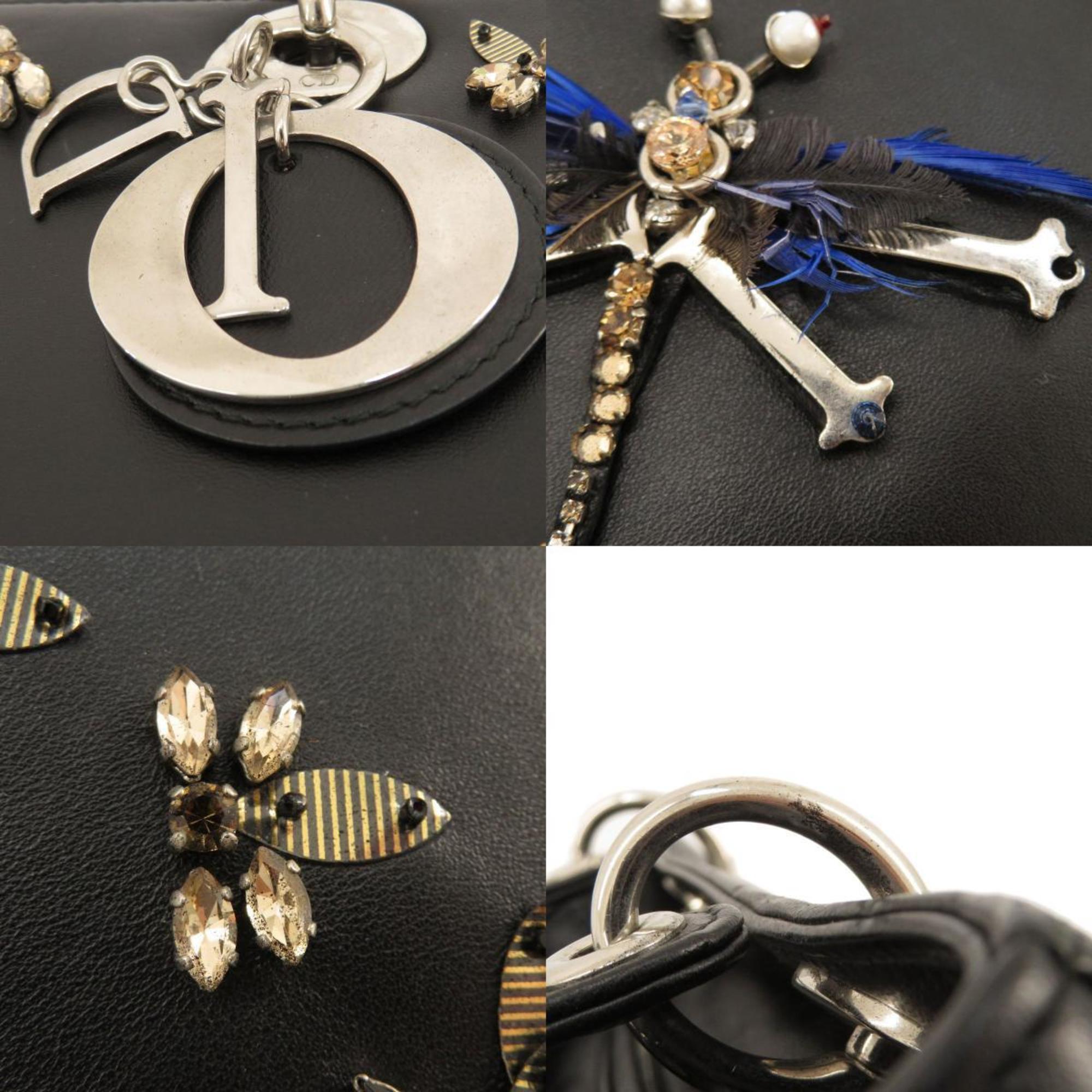 CHRISTIAN DIOR Lady Dragonfly Motif Handbag Calf Women's
