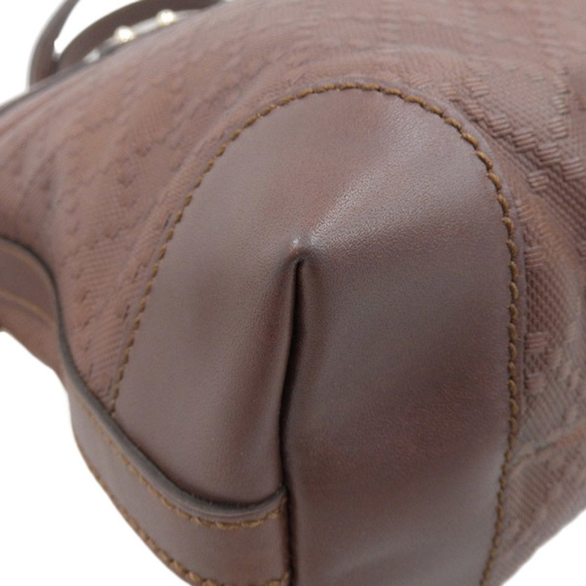 GUCCI Diamante Leather Handbag 269878 Brown Women's