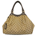 GUCCI  Sukey 211944 Women's GG Canvas,Leather Handbag Beige,Brown