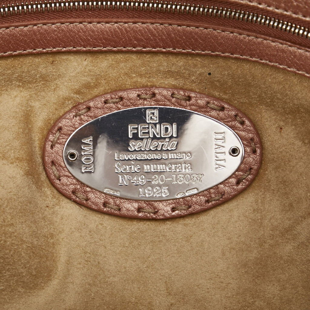 FENDI Selleria Handbag Tote Bag Champagne Pink Leather Women's