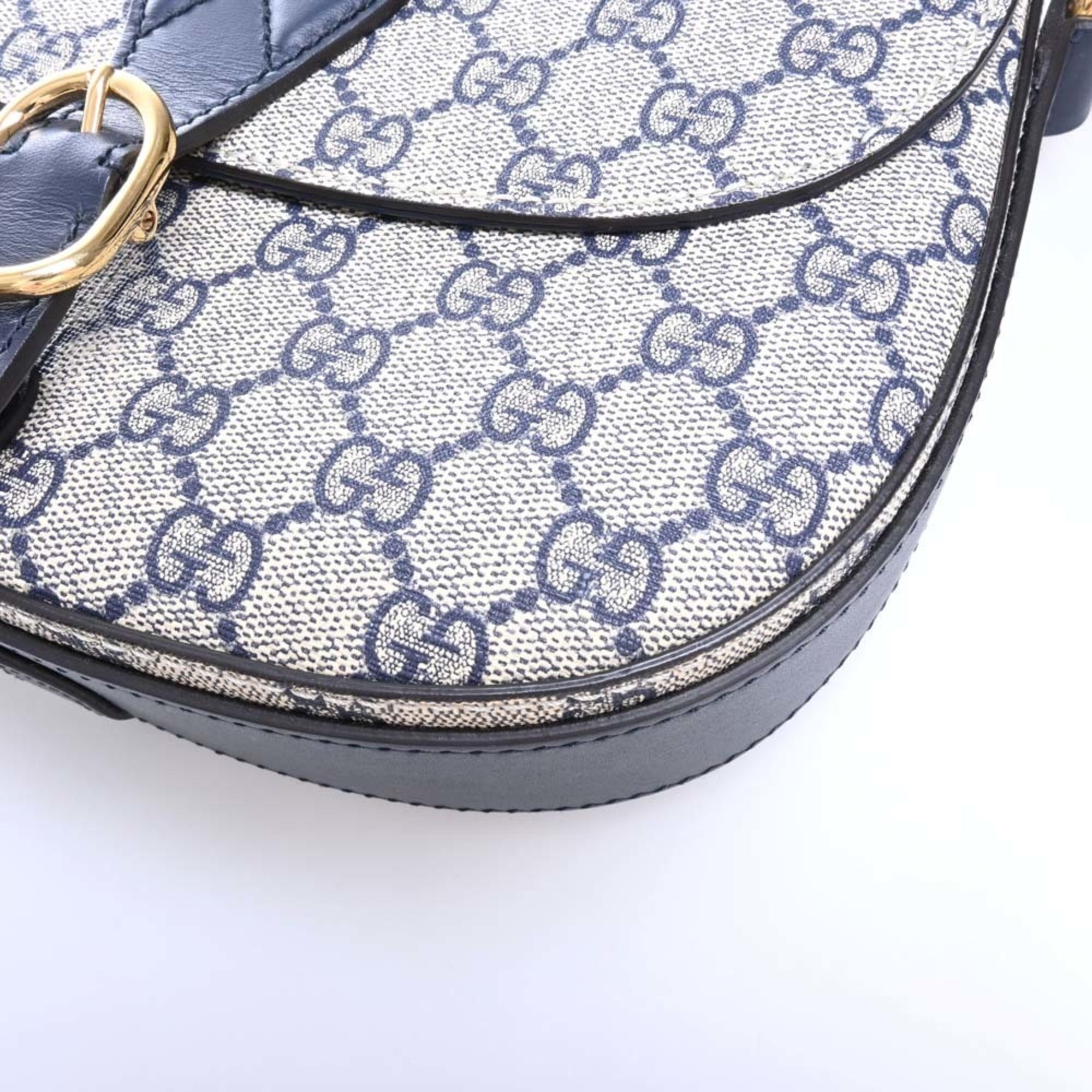 GUCCI GG Supreme Leather Shoulder Bag 432150 Navy Ladies