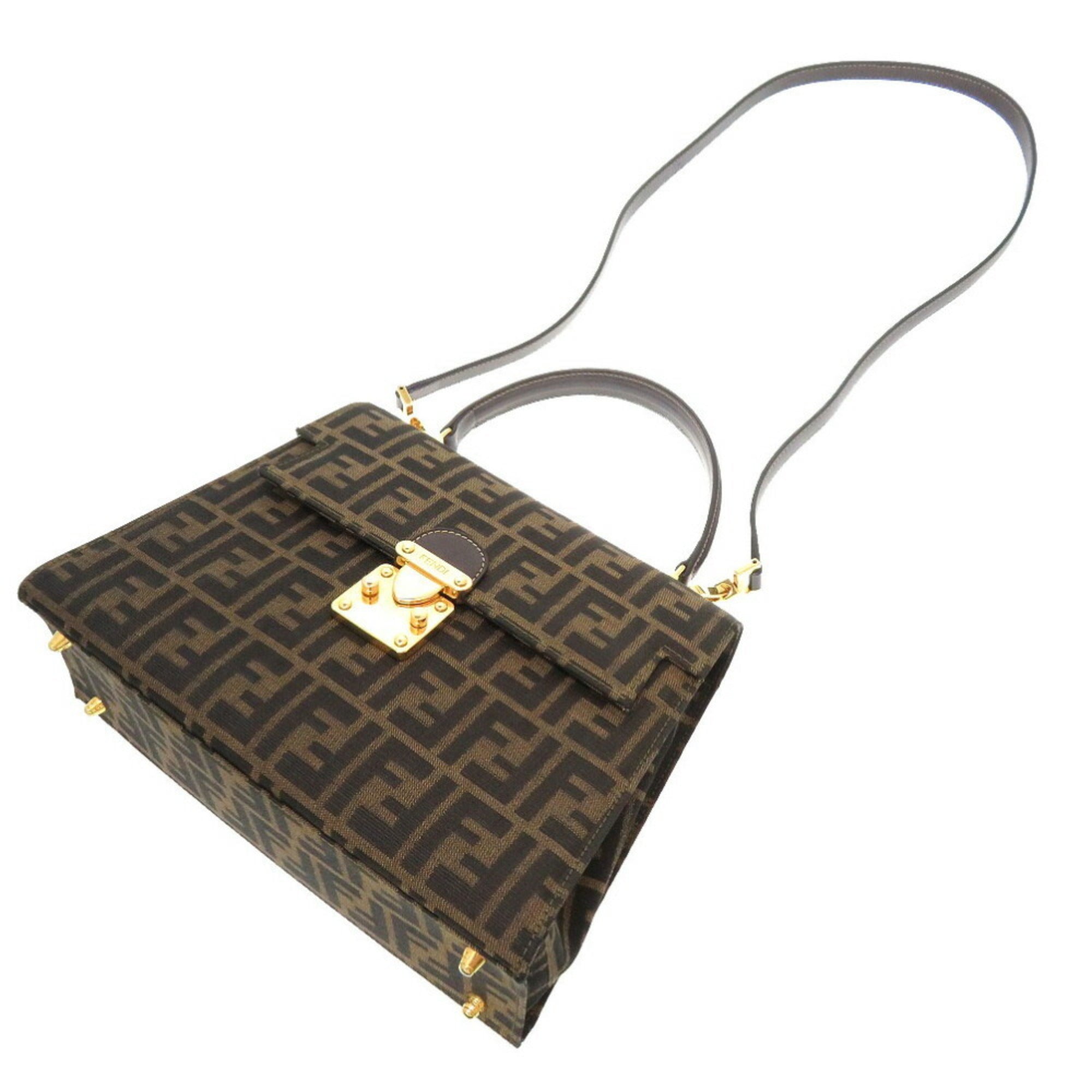 FENDI ZUCCA CANVAS BROWN HANDBAG