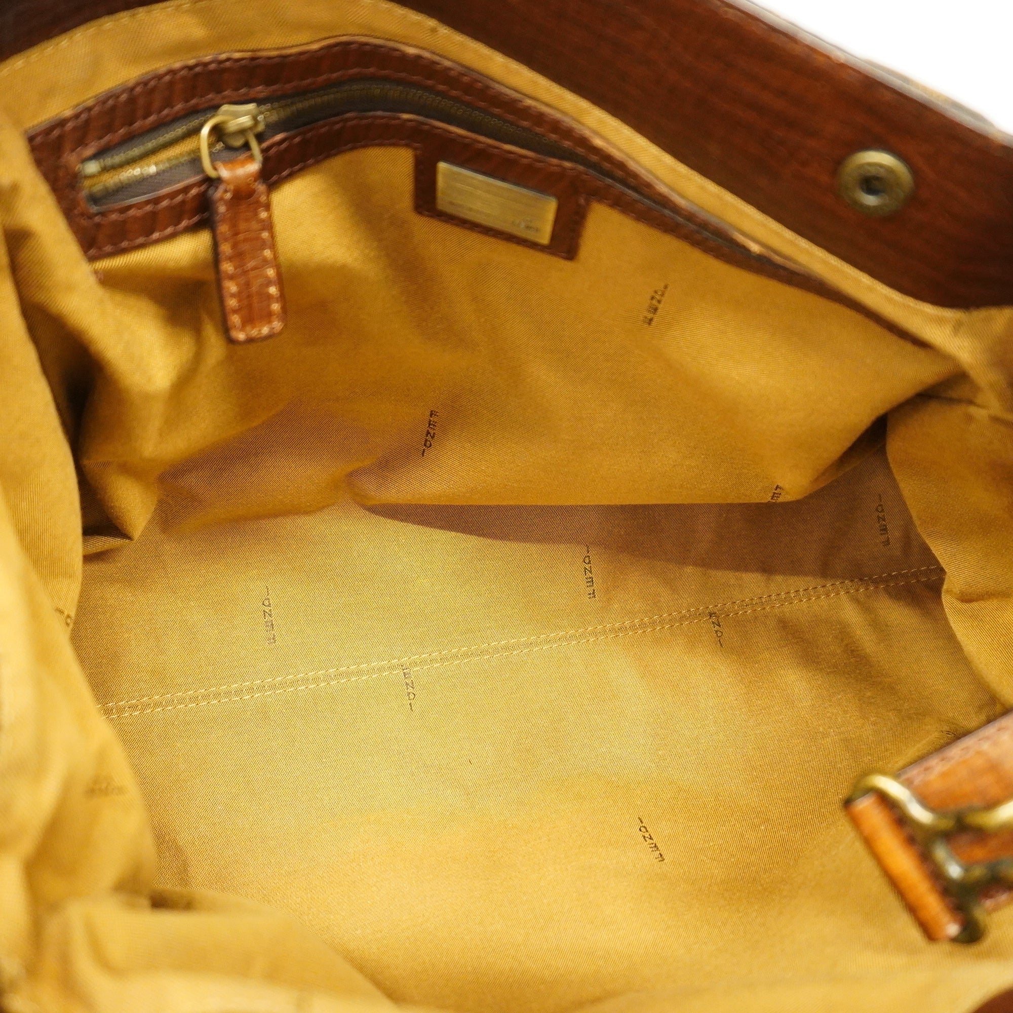 FENDIAuth  Zucca Tote Bag Women's Nylon Canvas,Leather Tote Bag Brown