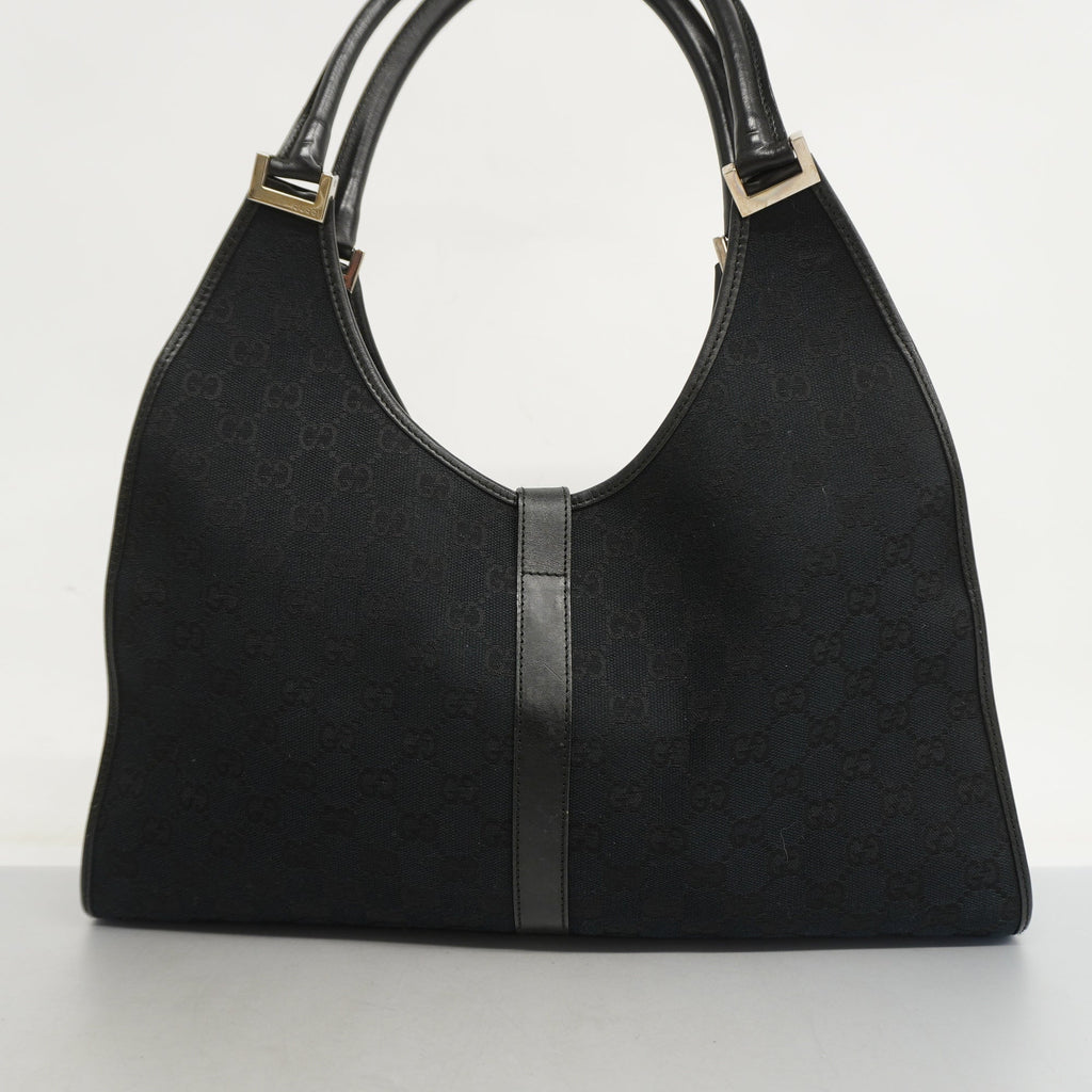 GUCCI  Jackie 124407 Women's GG Canvas,Leather Handbag Black