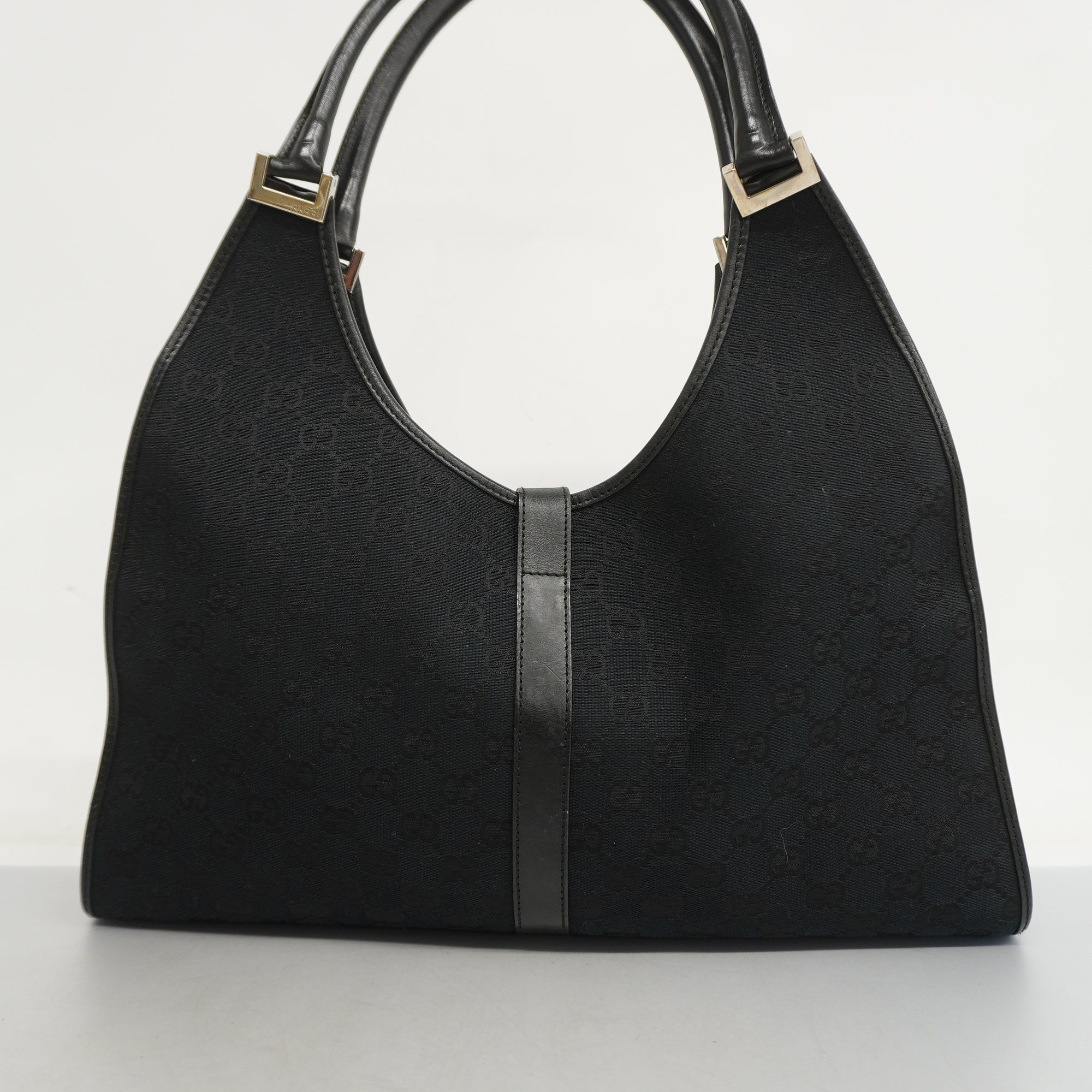 GUCCI  Jackie 124407 Women's GG Canvas,Leather Handbag Black