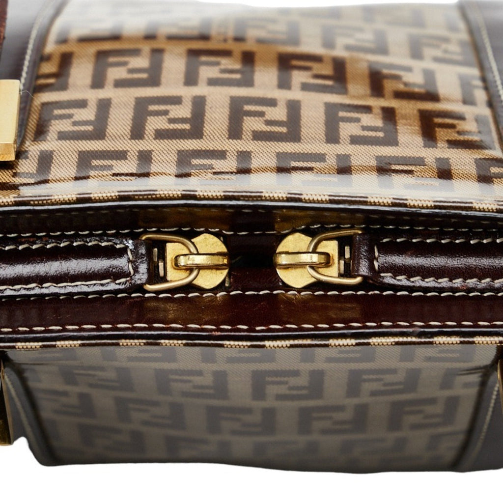 FENDI Zucchino handbag beige brown PVC leather ladies