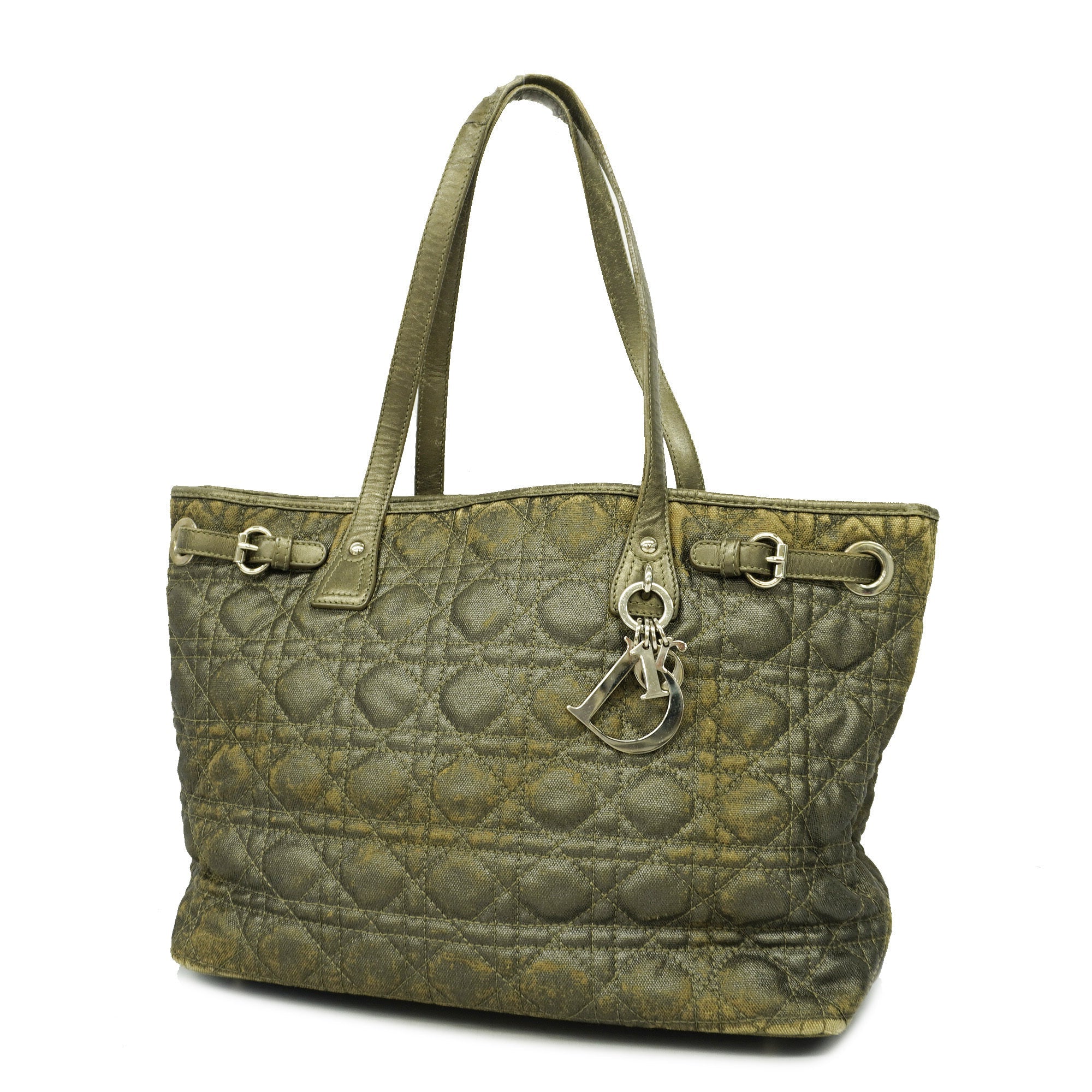 CHRISTIAN DIOR  Canage Women's Leather Tote Bag Dark Gray