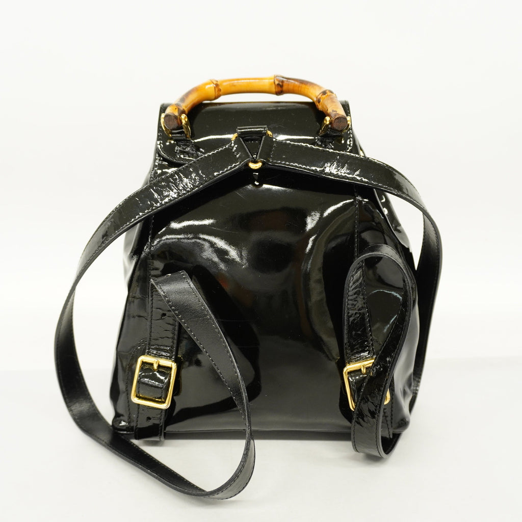 Gucci  Bamboo Rucksack Enamel 003 2058 0030 Women's Backpack Black