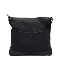 GUCCI GG Canvas Shoulder Bag 145857 Black Leather Women's