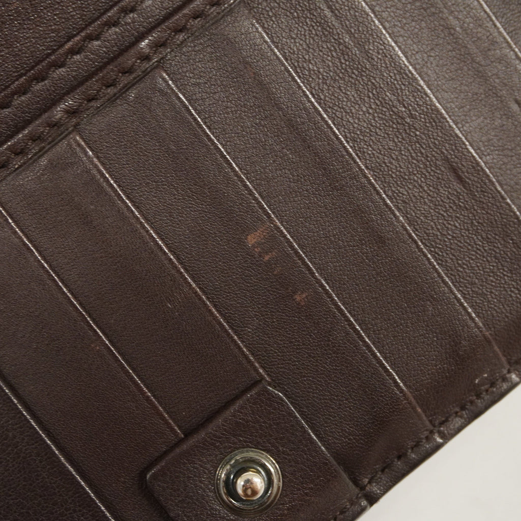 GUCCI ssima Bi-fold Long Wallet Silver Metal Fittings 233154 Brown