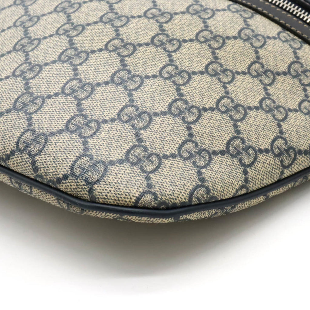 GUCCI GG Plus Supreme Body Bag Hip Waist PVC Leather Beige Navy Dark Blue 211110